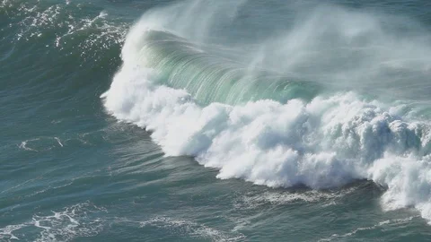 Slow motion Sea wave tails in windy day, Basque Country Stock Footage 101431492