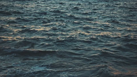 Slow motion sea waves close up of the Mediterranean sea at sunset. Stock Footage 124203083