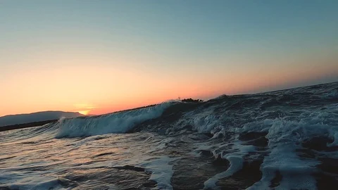 Slow Motion Of Sea Waves sunset Stock Footage 121334032