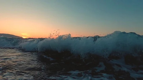 Slow Motion Of Sea Waves sunset Stock Footage 121334082