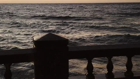 Slow Motion Sea Waves at Sunset Stock Footage 252059578