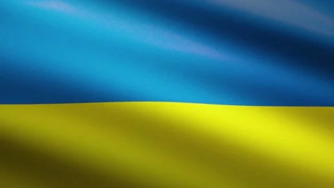 Slow motion. Seamless loop animation 10 seconds. Ukrainian yellow-blue flag. Ukr Video stock 171316762