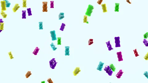 Slow Motion. Seamless loop background. Gummy bears candy. Colorful jelly candy  Video stock 197014992