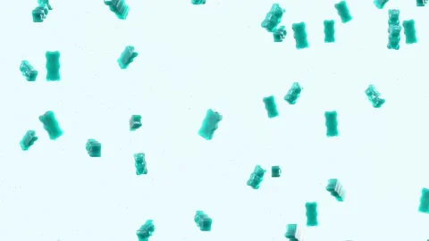 Slow Motion. Seamless Loop Background. Gummy bears candy. Aquamarinejelly candy  Stock-Footage 197015693