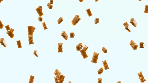 Slow Motion. Seamless Loop Background. Gummy bears candy. Orange jelly candy  Stock Footage 197015944