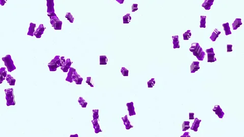 Slow Motion. Seamless Loop Background. Gummy bears candy. Purple jelly candy  스톡 동영상 197016007