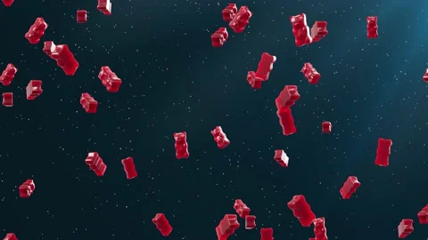Slow Motion. Seamless Loop Background. Gummy bears candy. Red jelly candy bears  Stock-Footage 197018974