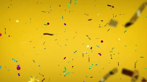 Slow motion. Seamless loop. Gold, red, green, violet confetti explosions pack  Stock Footage 184011519