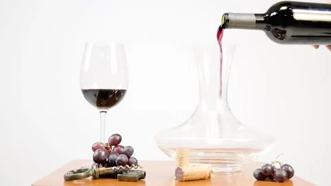 Slow Motion Serving Wine In A Decanter Stock Footage 169166258