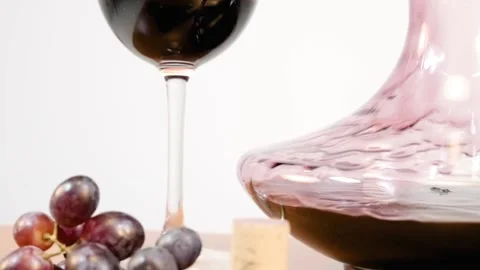 Slow Motion Serving Wine In A Decanter Video stock 169166270