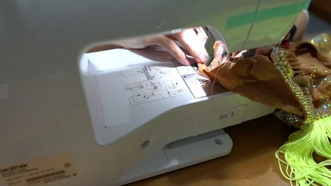 Slow motion sewing process with sewing machine Stock Footage 119021588