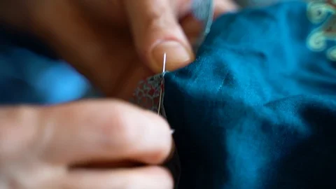 Slow Motion Sewing Zoomed Stock Footage 92860161