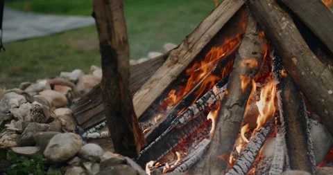 Slow-motion Shamanic Fire bonfire in woodland clearing 動画素材 325335873