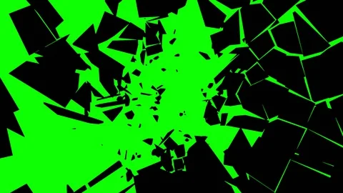 Slow Motion Shattered and broken glass green to black shards flying Stock Footage