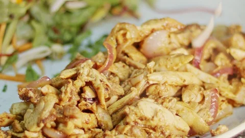 Slow motion of shawarma served on a plate Stock Footage 94452256