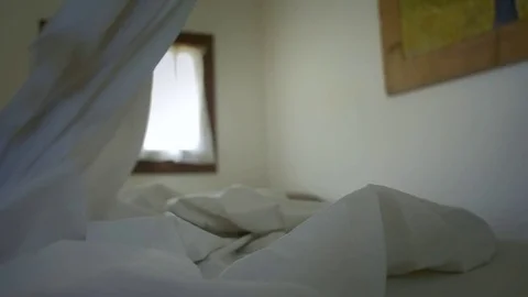 Slow motion sheet, bedding Stock Footage 76739562