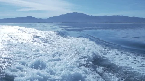 Slow motion ship wake Stock Footage 74900675