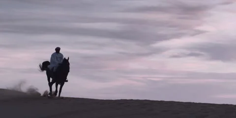 Slow motion shot of an Arabic man riding a horse. Stock Footage 46871495