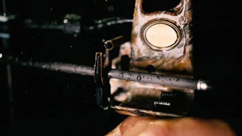 Slow motion shot of arrow, water dripping Stock Footage 101722337