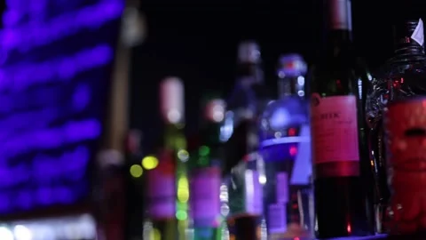 Slow motion shot of the bar stall at the Indian Wedding Cocktail Function Stock Footage 169747380