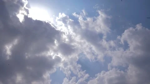 Slow motion shot of Beautiful  white clouds in a garden Stock Footage 200735802