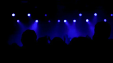 Slow motion shot from behind tof crowd at a music event Stock Footage 106327524