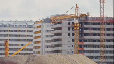 Slow motion shot of the building construction site Vidéo 235541820