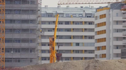 Slow motion shot of the building construction site Stockbeeldmateriaal 235721091