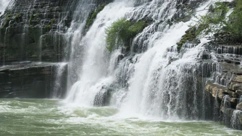 Slow Motion Shot of Cascading Waterfall, 4K Stock Footage 189469455