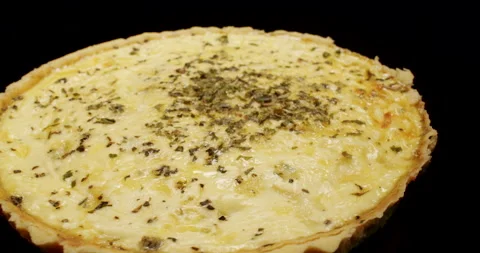Slow Motion Shot, Cheese Pie, Quiche, Cinematic  Stock Footage 242442730