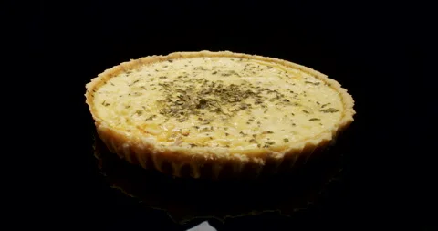 Slow Motion Shot, Cheese Pie Dish, Meal, Food, , Quiche, Cinematic  Stock Footage 242442809