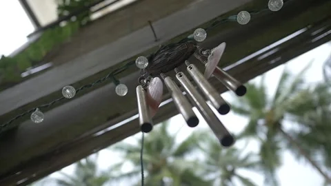 SLOW MOTION SHOT OF CHIMES WITH SHELLS Stock Footage 130512218