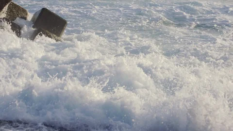 Slow motion shot of crashing waves. Stock Footage 101410239