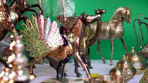 Slow motion shot of cultural handmade copper ornaments in Pakistan (4) Stock Footage 252118642