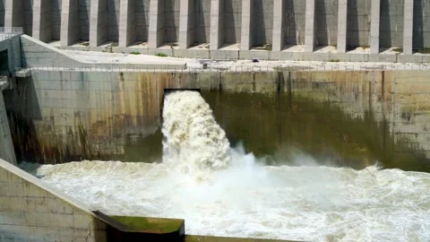 Slow motion shot of dam splashes in hilly area of Pakistan. Stock Footage 200749478