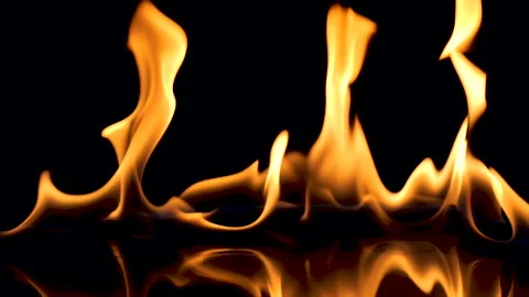 Slow Motion Shot of Fire Flames Isolated on Black Background Stock Footage 157476417