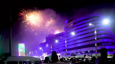 Slow motion shot of fire work in pakistan Stock Footage 199272521