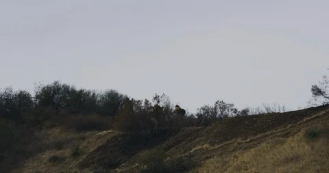 Slow motion shot of firemen in Bell Canyon, California Nov 2018 Stock Footage 98547885