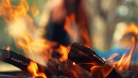 Slow motion shot of fireplace Stock Footage 162411958