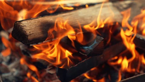 Slow motion shot of fireplace Stock Footage 162412106