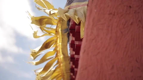 A Slow Motion Shot of the flags waving in Leh Ladakh,India Stock Footage 168129727