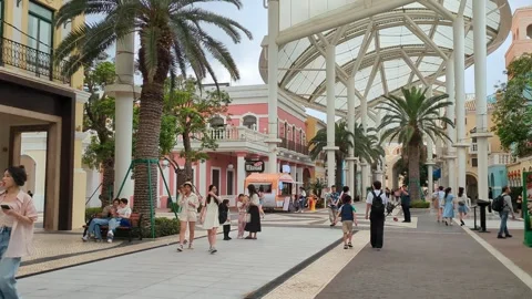 Slow motion shot, going through Macau Fisherman's Wharf Stock Footage 271629590