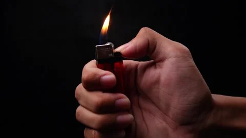 Slow Motion Shot Hand Light A Gas Match On Isolated Dark Background Stock Footage 268373497