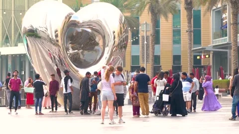 Slow motion shot of huge mirror in dubai mall (4) Stock Footage 253657032