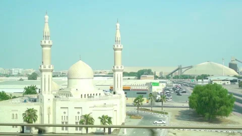 Slow motion shot of huge mosque in dubai (2) Stock Footage 253657073