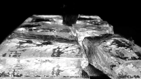 Slow Motion Shot of Ice Breaking Texture Stock Footage 310873242