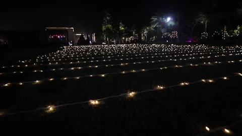 Slow Motion Shot of an Indian Wedding Cocktail Function Decoration Stock Footage 169747369