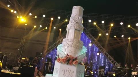 A Slow Motion Shot of an Indian Wedding Venue  Decoration in India Stock Footage 282011105