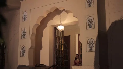 A Slow Motion Shot of an Indian Wedding Venue  Decoration in India Stock Footage 282011371