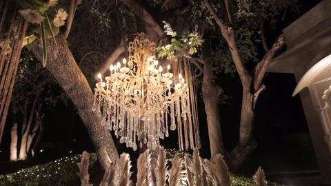 A Slow Motion Shot of an Indian Wedding Venue  Decoration in India Stock Footage 282011704